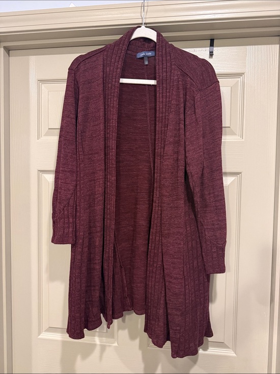 Laila Jayde Sweaters - Laila Jayde Open-Front Draped Cardigan - Wine
